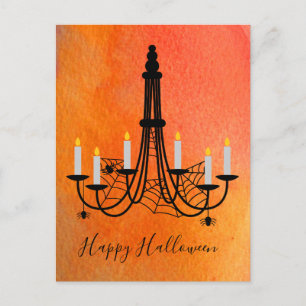 Postal velas y arañas de Halloween