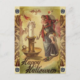 Postal Velas y disfraces de Halloween