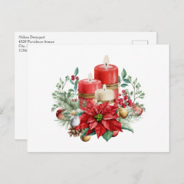 Postal Velas y Navidades de Poinsettia Bouquet