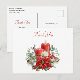 Postal Velas y ramo floral Navidad Gracias