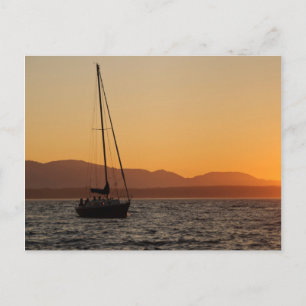 Postal Velero al atardecer en el Puget Sound