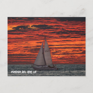 Postal Velero al atardecer - Marina Del Rey, CA