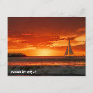 Postal Velero al atardecer - Marina Del Rey, CA