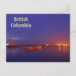 Postal veleros de Columbia Británica en marina al anochec