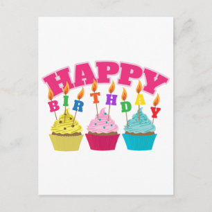 Postal Velitas de Cumpleaños Cupcakes - Idea de Regalo