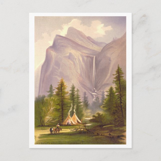 Postal Velo de novia cae litografo vintage (Anverso)