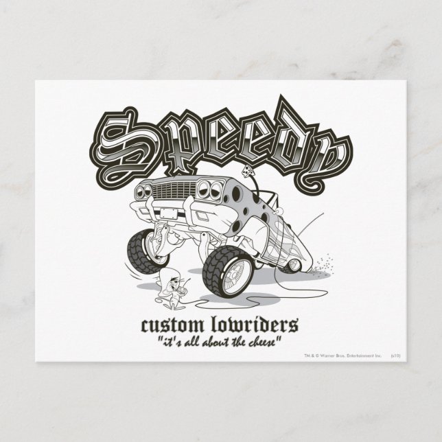 Postal VELOCIDAD GONZALES™ Personalizados Lowriders B/W (Anverso)