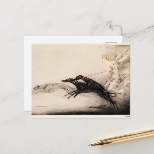 Postal Velocidad II, Vitesse, 1933 por Louis Icart (Anverso/Reverso In Situ)