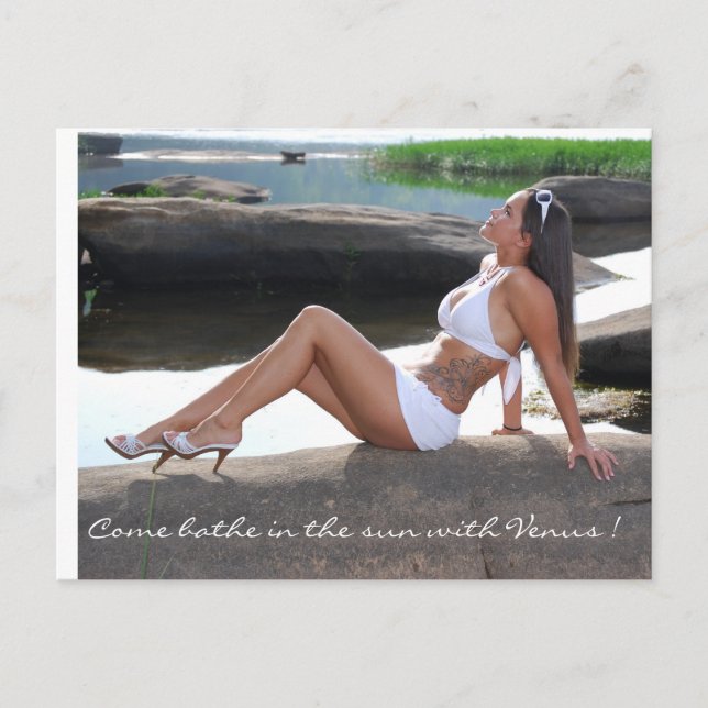 Postal ¡Ven a bañarte al sol con Venus! (Anverso)