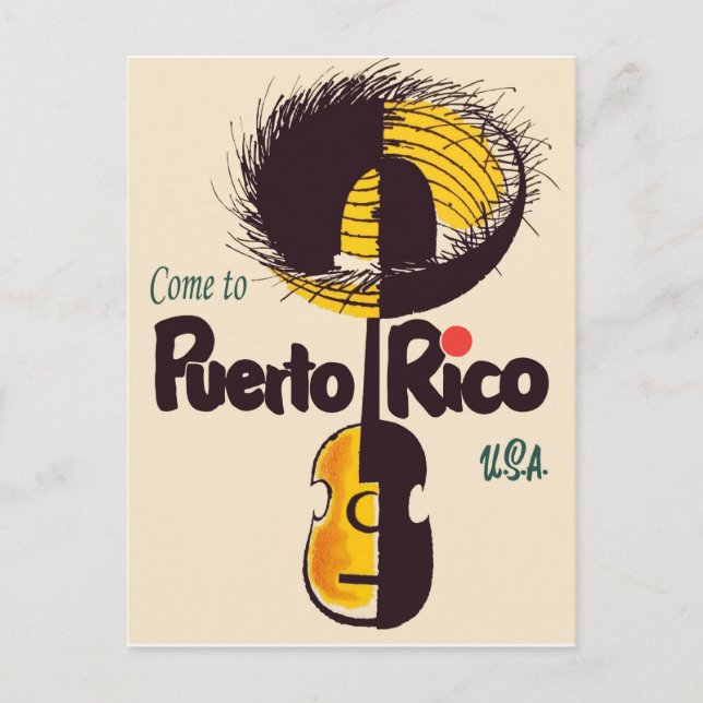 Postal Ven a Puerto Rico, viajes antiguos (Anverso)