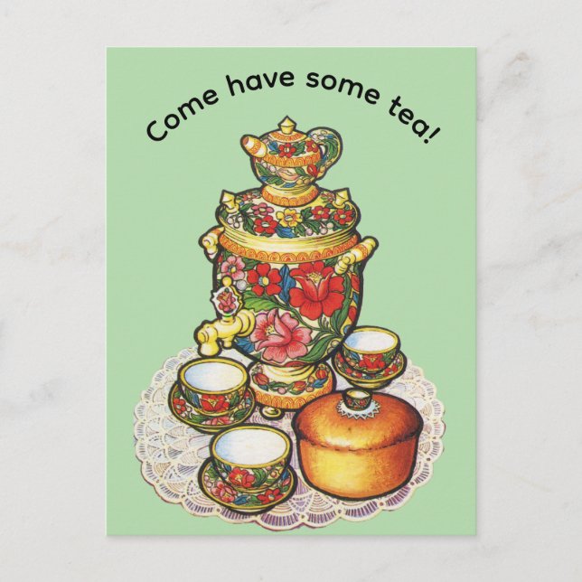 Postal ¡Ven a tomar un té! (Anverso)