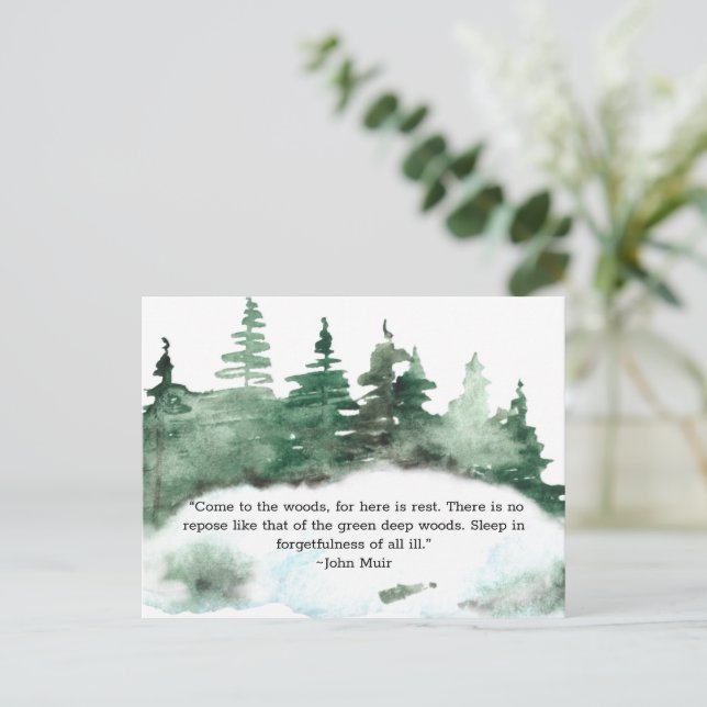 Postal Ven Al Bosque De Citas De Madera Muir (Anverso de pie)