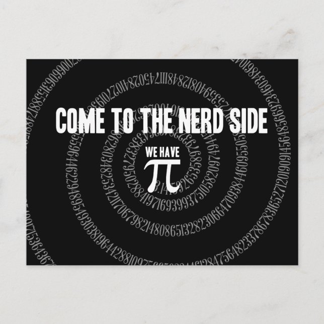 Postal Ven al lado del nerd por Pi on Black (Anverso)