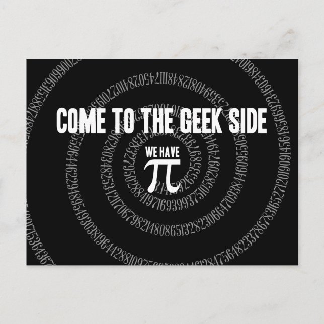 Postal Ven al lado geek por Pi (Anverso)