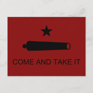 Postal ¡Ven y tómalo! Bandera de batalla del estado de Te