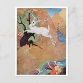 Postal Venado blanco y Chica de Dorothy Lathrop