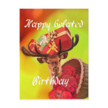 Venado con regalos en cumpleaños tardío.
