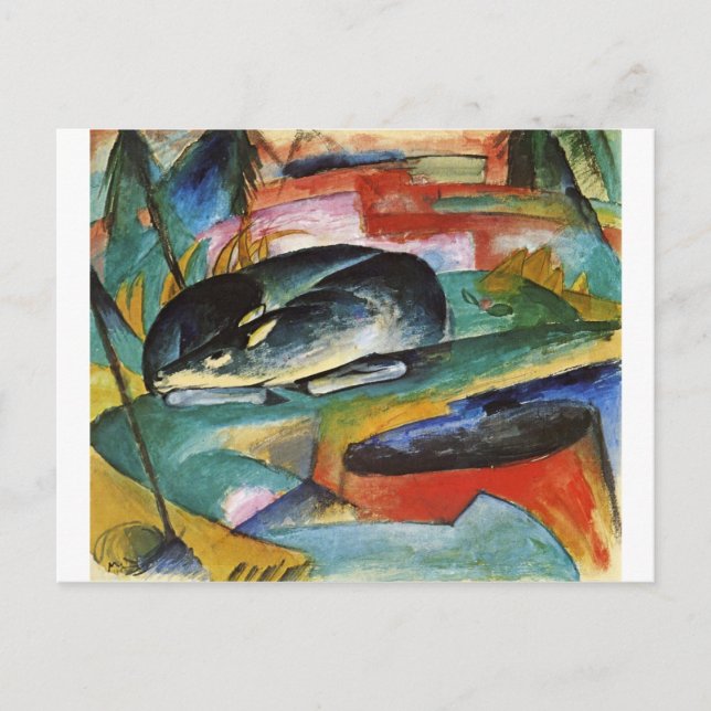 Postal Venado durmiente por Franz Marc (Anverso)