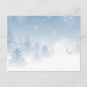 Postal Venado en el bosque de nieve