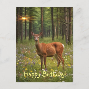Postal Venado en un bosque mágico