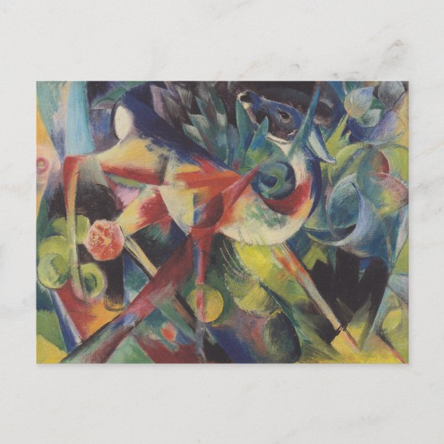 Postal Venado en un jardín de flores por Franz Marc, arte (Anverso)