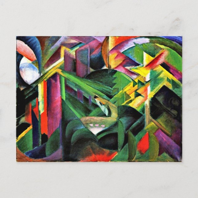 Postal Venado en un Jardín de Monasterio, pintura de arte (Anverso)