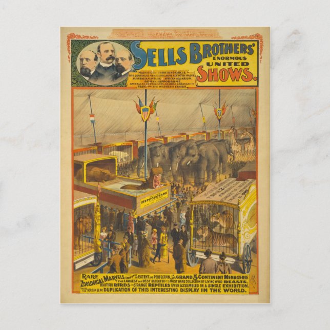 Postal Vende Brothers Zoological Marvels Circus Poster (Anverso)