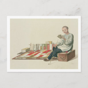 Postal Vendedor de libros, plato 6 de 'The Costume of Chi