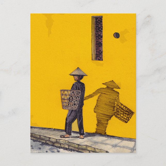 Postal Vendedor De Mercado En Hoi Y Un Ilustracion De Vie (Anverso)