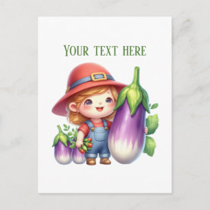 Postal Vendedores de berenjenas lindas personalizables