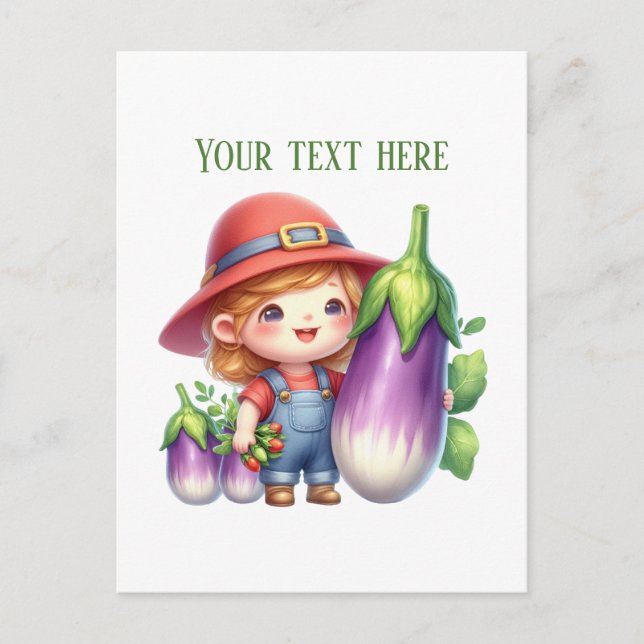 Postal Vendedores de berenjenas lindas personalizables  (Anverso)