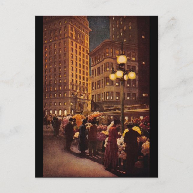 Postal Vendedores de flores cerca del edificio de llamada (Anverso)