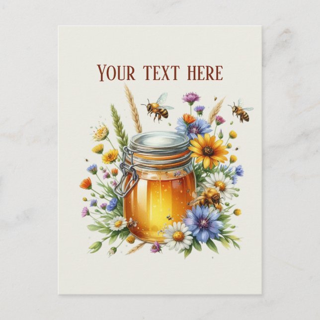 Postal Vendedores de miel lindos agregan mensaje de nombr (Anverso)