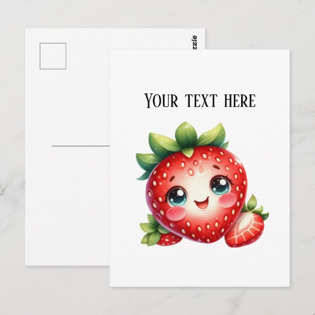 Postal Vendedores personalizables de fresas frescas linda (Anverso / Reverso)