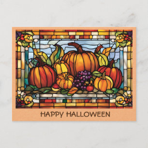 Postal Vendimia de calabaza de Halloween en otoño cosecha