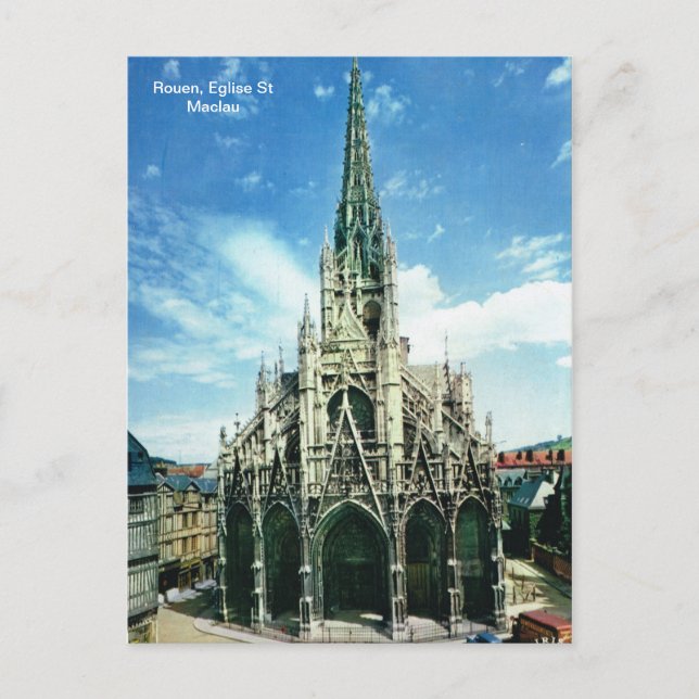 Postal Vendimia de réplicas, Rouen, Eglise St Maclau (Anverso)