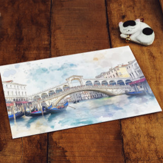 Postal Venecia acuarela, Italia