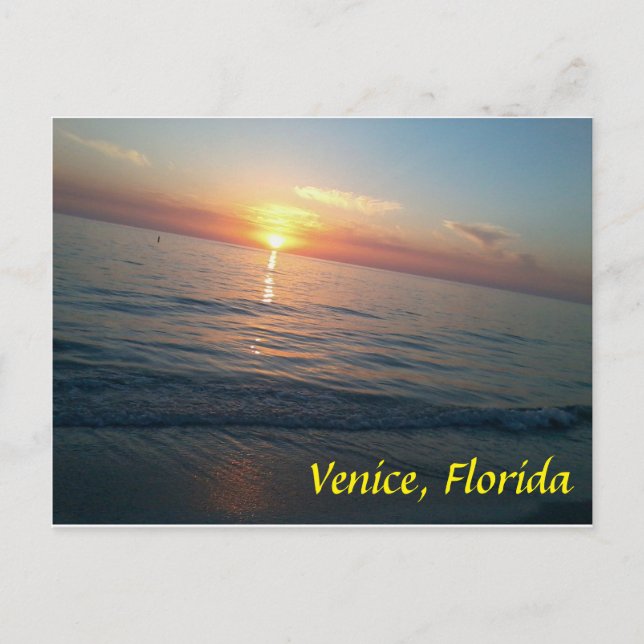 Postal Venecia, Florida playa al atardecer (Anverso)