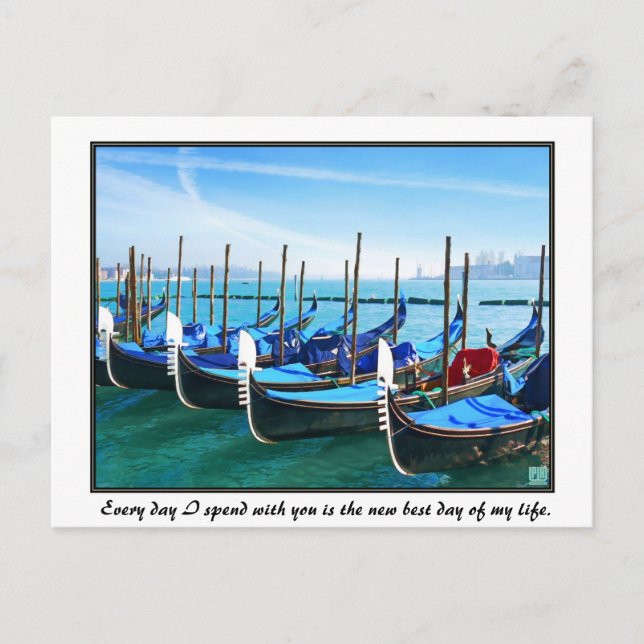 Postal Venecia Gandola con cita de amor (Anverso)