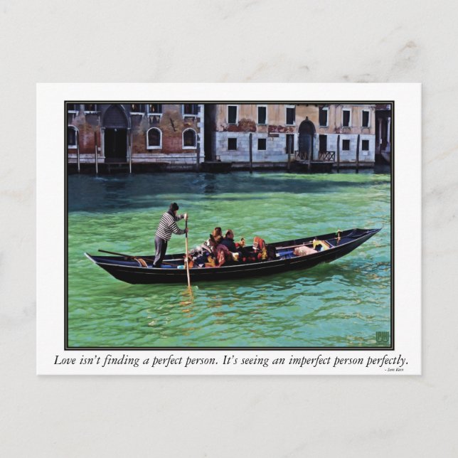 Postal Venecia Gnadola y Canal con Cita de Amor (Anverso)