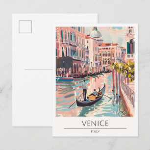 Postal Venecia Italia Arte Ilustración Viajes