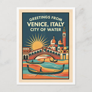 Postal Venecia Italia Arte Retro Colorido