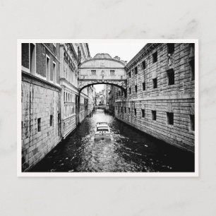Postal Venecia Italia Barco Canal Blanco y Negro