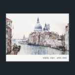 Postal Venecia Italia Canales Acuarela Italiano Viaje<br><div class="desc">Si necesita alguna personalización adicional,  no dude en enviarme un correo electrónico a yellowfebstudio@gmail.com. o envíe un mensaje a través de Zazzle.</div>