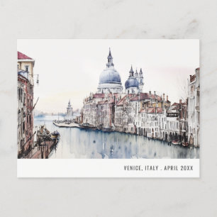 Postal Venecia Italia Canales Acuarela Italiano Viaje