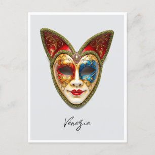 Postal Venecia Italia Carnaval Gatto Mascarada