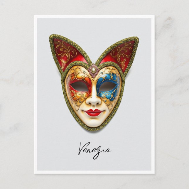 Postal Venecia Italia Carnaval Gatto Mascarada (Anverso)