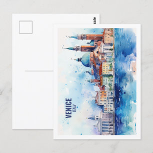 Postal Venecia Italia Famoso lugar de viaje acuarela