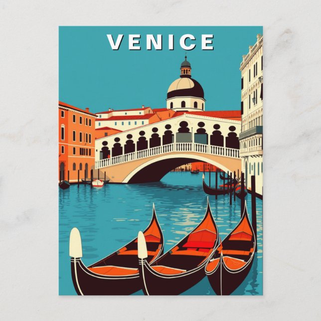 Postal Venecia Italia góndola canal vintage  (Anverso)