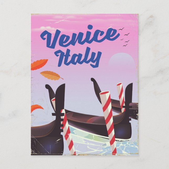 Postal Venecia Italia Gondola impreso de vacaciones. (Anverso)